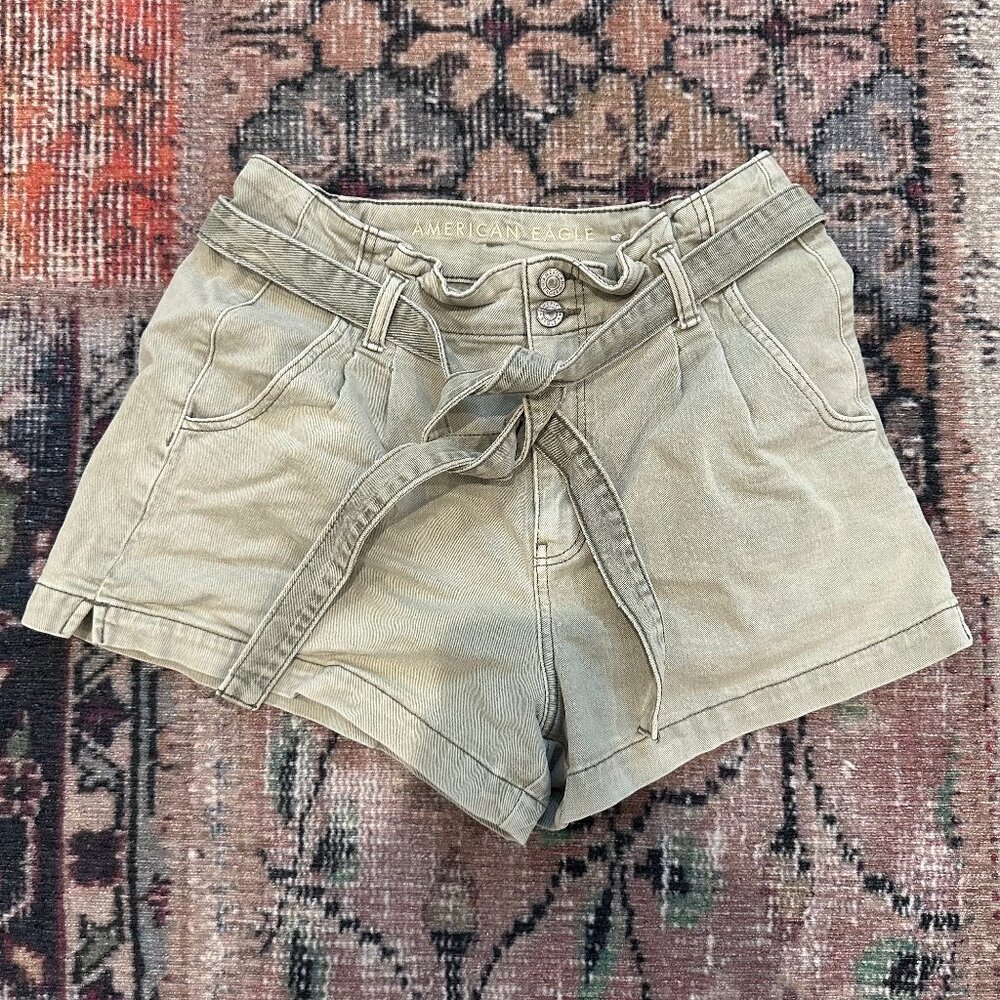 Light Green Stretch Mom Shorts